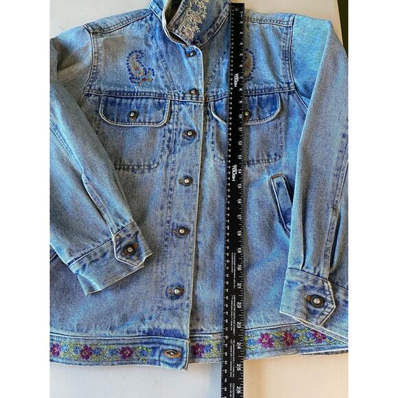 Vintage Jean Jacket Womens Size Medium Country Rodeo Western Paisley Denim Coat - Picture 10 of 11